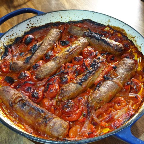 Sausage and Cherry Tomato bake